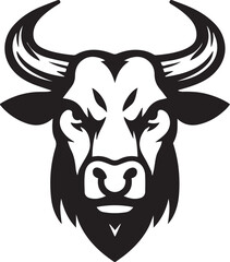 Minimalist Black and White Bull Vector Illustration