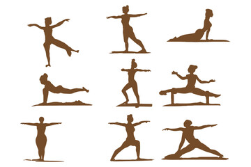 yoga people silhouette collection different meditating pose