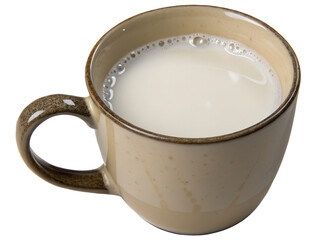 Close-up of Milk in a Mug Isolated on transparent background, Isolated Png Isolated on transparent background, Isolated Png file, Cut-out, Isolate Png, No Background, Isolated object