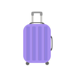 Suitcase with wheels and telescopic handle in blue color, perfect for travel and vacation designs. Great for posters and banners.