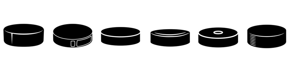 Hockey puck icon vector set. Hockey illustrator sign collection. Puck symbol or logo.