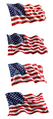 Collection of Waving American Flags Displaying Movement and Texture