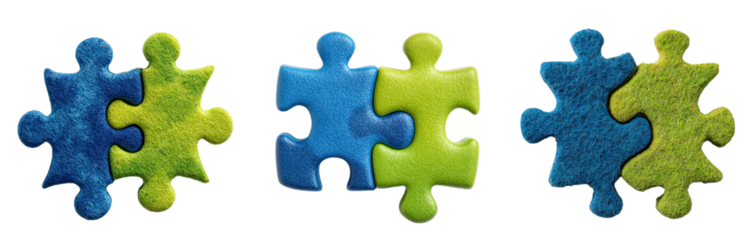 Colorful Puzzle Pieces in Blue and Green for Problem Solving