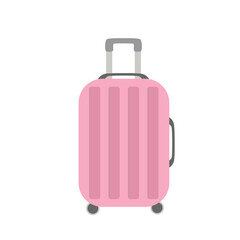 Pink travel suitcase with wheels and handle, ideal for travel posters, holiday promotions, or summer campaigns.