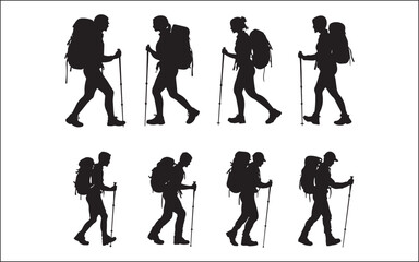 Obraz premium hiking of mountain people silhouette