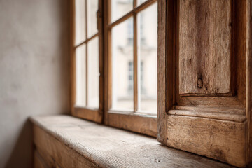 closeup view of restored old window frames highlighting intricate details and textures