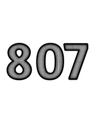 Block and white color numbers 807