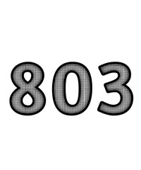 Block and white color numbers 803