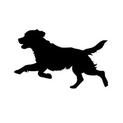 a black silhouette of a dog running on a white background black, dog, mouth, run, silhouette , Generative art.