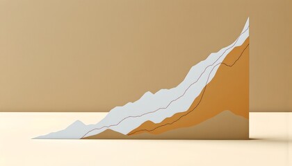 business trends (line chart) "growth monitoring: paper figure pointing to rising trend line, beige surface, shallow dof on inflection point"
