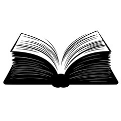 a black and white illustration of a book black, book, illustration, open , Generative art.
