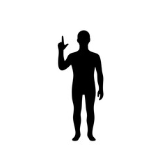 a black silhouette of a man showing a sign with his hand and fingers black, finger, gesture, hand, man, point, show, sign, silhouette, stand , Generative art.