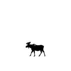 a black silhouette of a moose or deer walking on a white background black, deer, moose, reindeer, silhouette, stand, walk , Generative art.