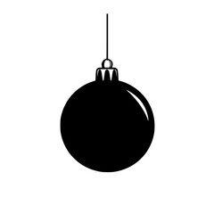 a black silhouette of a christmas ornament isolated on a white background black, hang, icon, silhouette , Generative art.