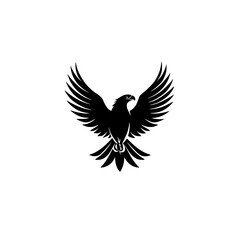 black silhouette of an eagle with spread wings for logo or icon bird, black, design, eagle, icon, logo, silhouette, wing , Generative art.