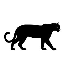 a black silhouette of a cat on a white background black, cat, silhouette, walk , Generative art.