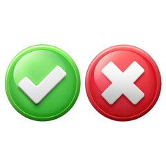 Obraz premium green check mark and red cross icon set for ui ap