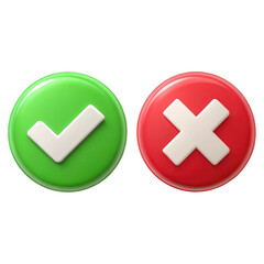 Fototapeta premium green check mark and red cross icon set for ui ap