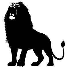 an image of a black silhouette of a lion black, illustration, image, lion, open, silhouette, stand , Generative art.
