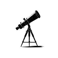 a black silhouette of a telescope looking at the stars black, icon, large, look, silhouette, sky, star, telescope , Generative art.