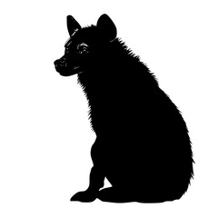 a black silhouette of a dog or wolf sitting down animal, black, dog, mouth, silhouette, sit, wolf , Generative art.