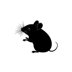 the black silhouette of a rat on a white background black, mouse, rat, silhouette , Generative art.