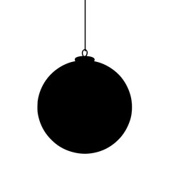 a black and white silhouette of a ball hanging on a string ball, black, christmas ornament, hang, hang on, silhouette, string , Generative art.