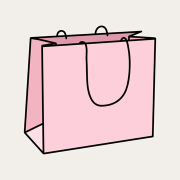 Pink Blank Shopping Bag Vector Isolated on White Background