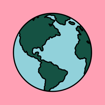 World Globe Map Vector Illustration on Pastel Background