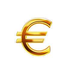 Obraz premium Shiny golden euro symbol 3d render isolated on white background