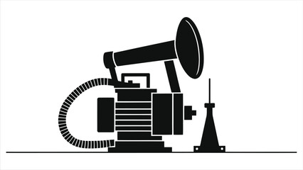 (Vacuum Pumps)Vector silhouette  illustration of a simple oil pump machine./A simple, black and white vector graphic of an oil pump machine.