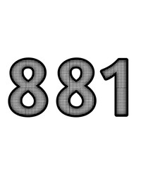 Block and white color numbers 881