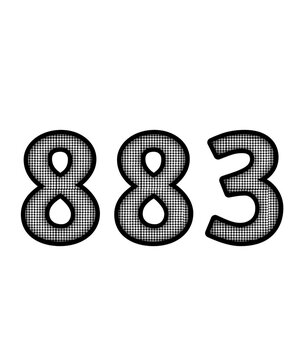 Block and white color numbers 883