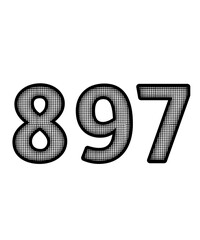 Block and white color numbers 897