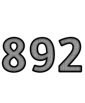 Block and white color numbers 892
