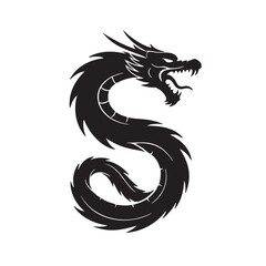 Majestic Asian Dragon Mythical Creature Silhouette Art
