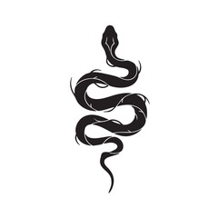 Naklejka premium Elegant Black Snake Illustration Coiled Serpent Design