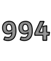 Block and white color numbers 994
