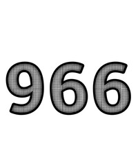 Block and white color numbers 966