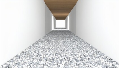 Obraz premium Passageway covered with pebbles, 3D Rendering