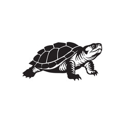 Obraz premium Majestic Turtle Illustration A Black and White Vector Graphic of a Turtle