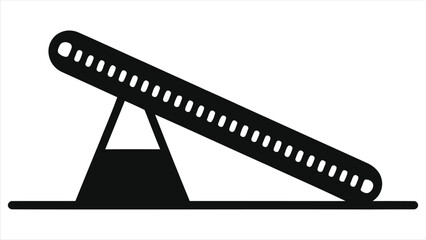 Simple Vector Silhouette Illustration of a Seesaw(Conveyor Belts)/This is a clean, graphic vector illustration of a classic playground seesaw.