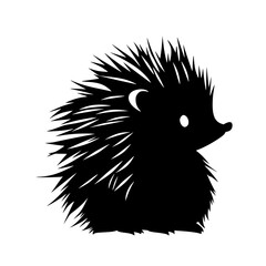 illustration of a black silhouette of a hedgehog on a white background animal, black, hedgehog, illustration, logo, silhouette , Generative art.