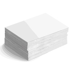 Isometric View of Thick Stack of White Copy Paper Sheets on White Background