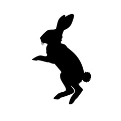 a black silhouette of a dog jumping to catch a frisbee black, dog, frisbee, jump, leg, rabbit, silhouette , Generative art.
