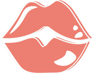 Glossy Pink Kiss Lips Graphic Design Element