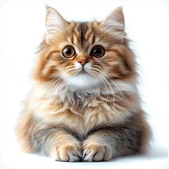 Majestic Maine Coon Cat on White Background