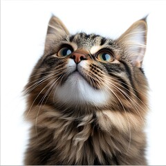 Majestic Maine Coon Cat on White Background