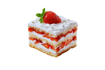 Delicious Strawberry Cake Slice Layers of creamy frosting and juicy strawberries make this dessert irresistible