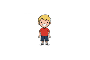 Happy smiling boy cartoon character design perfect for kids books websites apps and branding projects needing a cheerful child mascot logo or icon